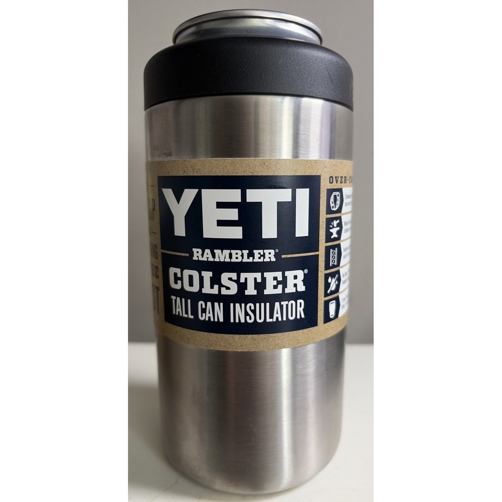 YETI Tall Can Colster STAINLESS STEEL 16oz-NEW-Stash Can DISCONTINUED